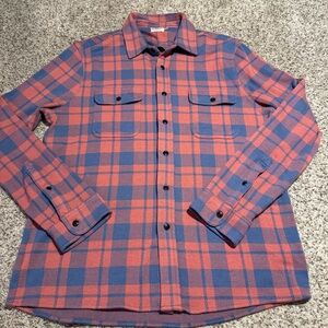 Faherty Rose Blue Check Legend Sweater Shirt - L